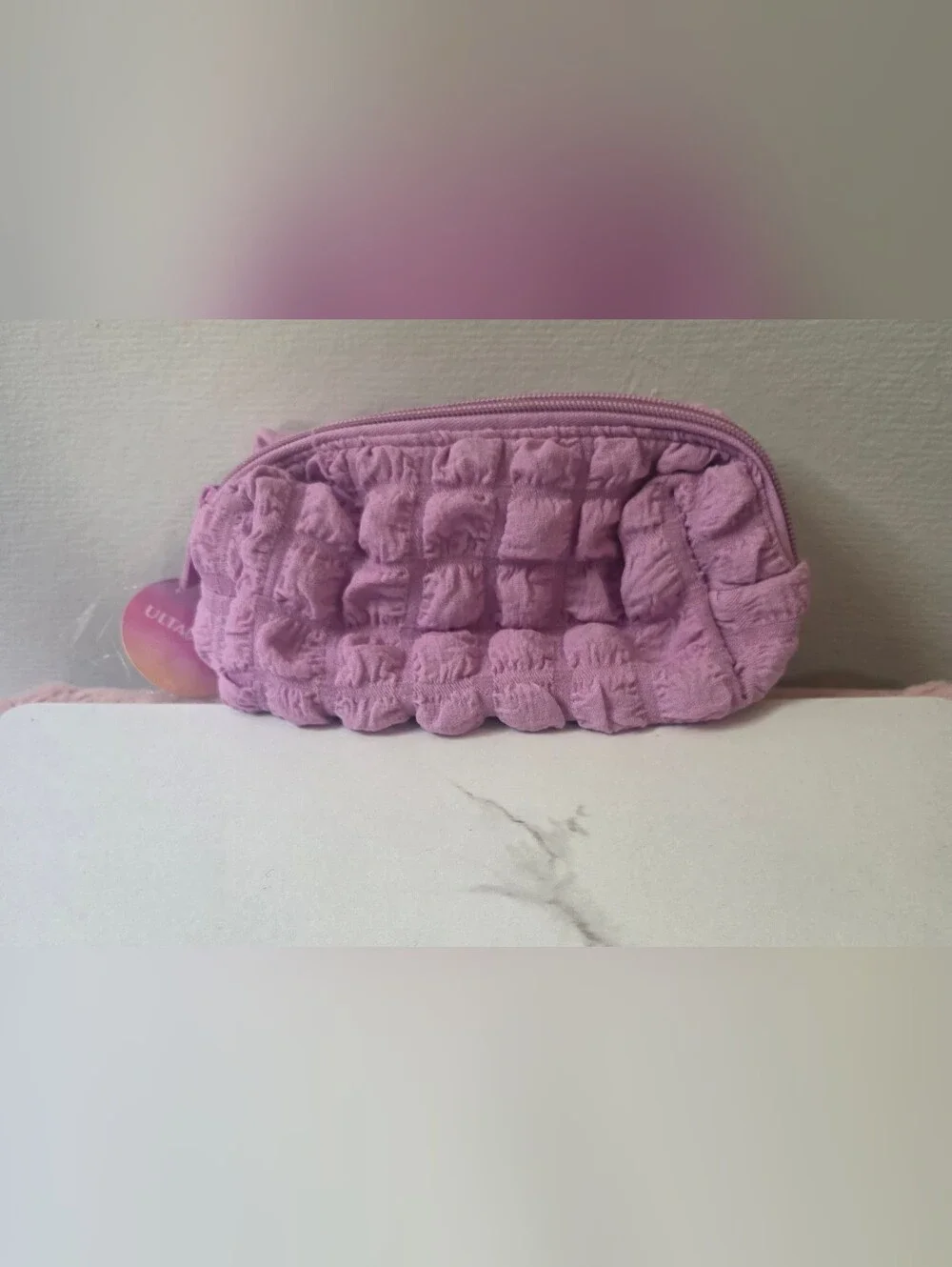 Ulta Lavander Quilted Makeup Bag with Cosmetic Accessories